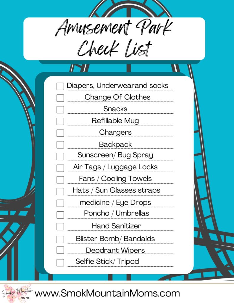 Dollywood Amusement Park Check List What to pack Pigeon Forge Gatlinburg Knoxville Great Smoky Mountain National Park